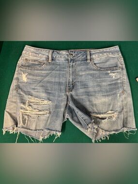 American Eagle Light Blue Distressed Denim Shorts